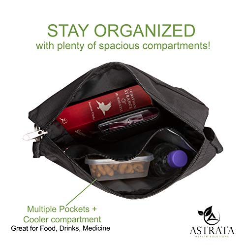 Wheelchair Accessories Bags by Astrata - Backpack Storage & Armrest Side Organizer - Lightweight Wheelchairs Rollator Walker Bag - Organizers and Storage Travel Items (Black)