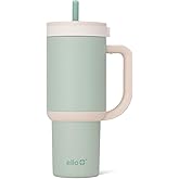 Ello Oasis 24 oz Tumbler with Handle & Retracting Straw | Reusable Insulated Stainless Steel Cup 100% Leakproof, Gifts for Teens Women Men | Keeps cold for 24 Hours, Cup Holder Friendly, Pistachio