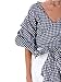 Simplee Apparel Women's Off Shoulder V Neck Wrap Blouse Shirt Waist Tie Plaid