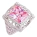 Psiroy 925 Sterling Silver Plated Created Pink Topaz Filled Filigree Art Deco Statement Ring Size 8