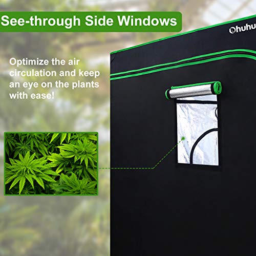 Ohuhu 60"x 60"x 80" Grow Tent with Observation Window & Tool Bag, Mylar Hydroponic Plant Growing Tent with Durable 600D Oxford Cover for Indoor Plant Growing, Gardening and Germination