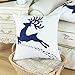 CaliTime Pack of 2 Soft Canvas Throw Pillow Covers Cases for Couch Sofa Home Decoration Christmas Holiday Reindeer with Stars Print 18 X 18 Inches Navy Blue