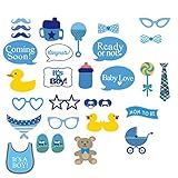 It's A Boy Baby Shower Party Photo Booth Props Kits on Sticks Set of 31pcs