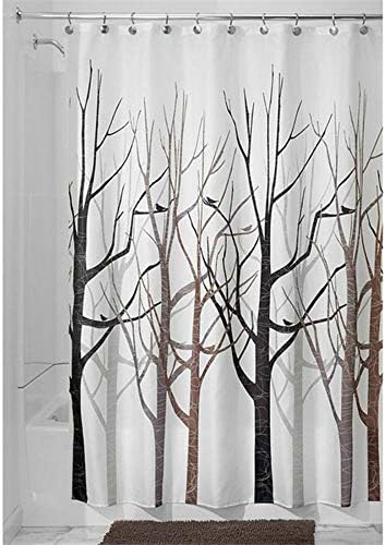 Shower Curtain, Wide Shower Curtain Mildew Resistant Waterproof Washable Weighted Shower Curtain Set with Rings Long Shower Curtains White Trees (A,180x210CM)