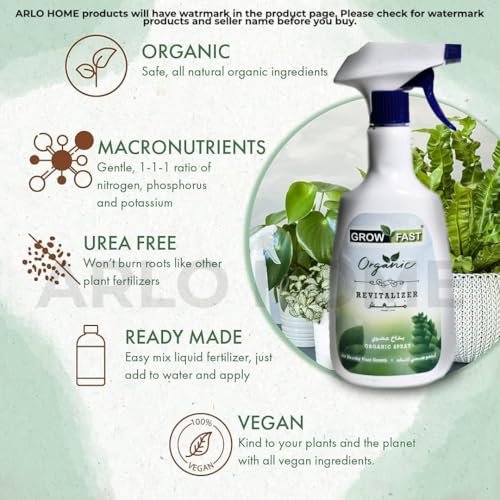 Organic Growth Fertilizer Spray (860 ml) - Organic Revitilizer Outdoor & Indoor Plant Food - All-Purpose, Nutrient-Rich Lawn Fertilizer & Soil Enhancer for House Plants, Green Leaves