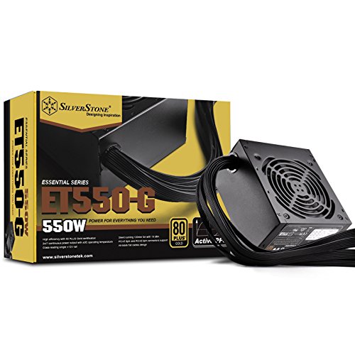 SilverStone Tek 550W 80 Plus Gold Fixed Cable Power Supply with Flat Black Cables and Quiet Fan Curve SST-ET550-G