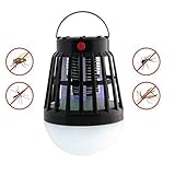 Solar Insect Zapper,Vexverm Solar & USB Rechargeable Mosquito Bug Zapper - 3 Modes Insect Mosquito Worm Bug Flies Mothes Killer LED Lamp for Camping Picnic Hiking