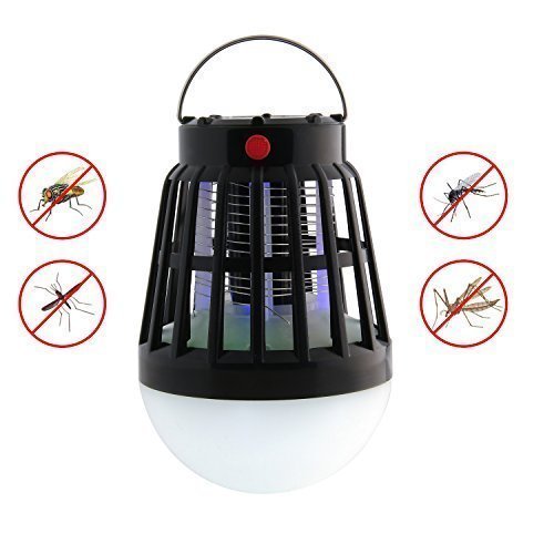 Solar Insect Zapper,Vexverm Solar & USB Rechargeable Mosquito Bug Zapper - 3 Modes Insect Mosquito Worm Bug Flies Mothes Killer LED Lamp for Camping Picnic Hiking