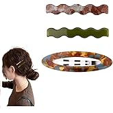 French Hair Clips Acrylic Acetate Alligator Clips Green Brown Resin Oval Tortoise Shell Barrettes for Women Stylish Vintage Barrettes Duckbill Hairpins for Fine Thick Thin Side Hair Clip 3 PCS