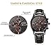 BUREI Men's Business Wirst Watches Multifunction Chronograph Stopwatch with Black Leather Strap