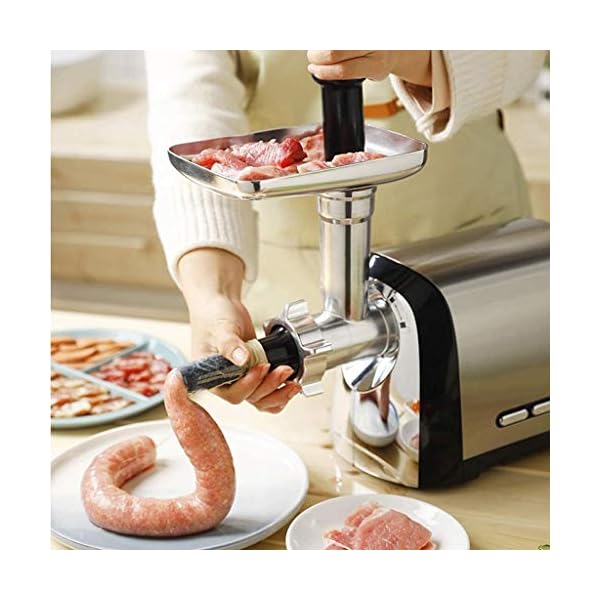 LKNJLL Edelstahl elektrischer Fleischwolf, Fleischwolf & Sausage Stuffer, Wurst Mitgeliefert, 2 Schleifplatten, 2… – Bild 4