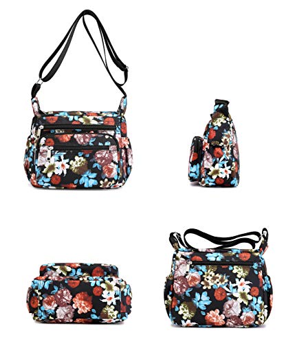 Womens Nylon Floral Shoulder Bag Crossbody Bag Messenger Bags Travel Handbags With Adjustable Strap Waterproof (umbrella)