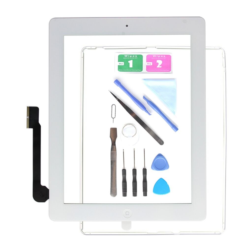 E Soul Replacement Screen for iPad 3 A1416 A1403 A1430,iPad3 Touch Screen Digitizer Front Glass Assembly White-Includes Home Button+Camera Bracket+PreInstalled Adhesive+Frame+Tools Kit