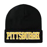 Classic Cuff Beanie Hat - Black Cuffed Football Winter Skully Hat Knit Toque Cap (Pittsburgh)