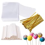 Cake Pops Making Tools,More Larger Than Other Lollipop Sticks and Clear Bags,Pack of 300