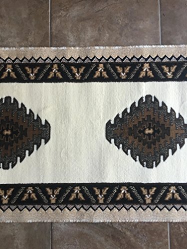 South West Native American Runner Area Rug Ivory Design D143 (2ft4in.X10ft11in.)