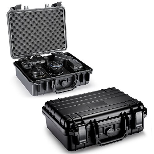 Neewer 13x10x6/33x25x15cm Waterproof Carrying Case with Cubed Foam for Cameras, Flashes, LED Lights, Lenses and Other Accessories (Black)