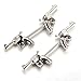 YiCheaGo 1pair Silver Plated Stainless Steel Double Guns Nipple Rings