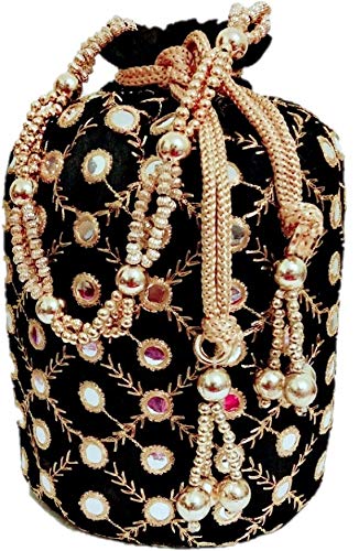 ssrk women's casual potli bag with metal beadwork gift for women/girls