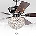 Warehouse of Tiffany CFL-8176CH Taliko Ceiling Fan 52-inch 3-Light Black Metal Housing Crystal Shade Basket, 52