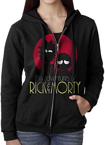 KOBT Women's Rick And Morty Zip-Up Hoodies Jackets Black Size L