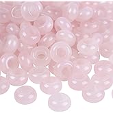 mookaitedecor 25 Pcs Rose Quartz Large Hole Beads Stone Rondelle Gemstone Loose Beads for Jewelry Making, Bracelet, Macrame Projects, DIY Crafts, 8x14 mm