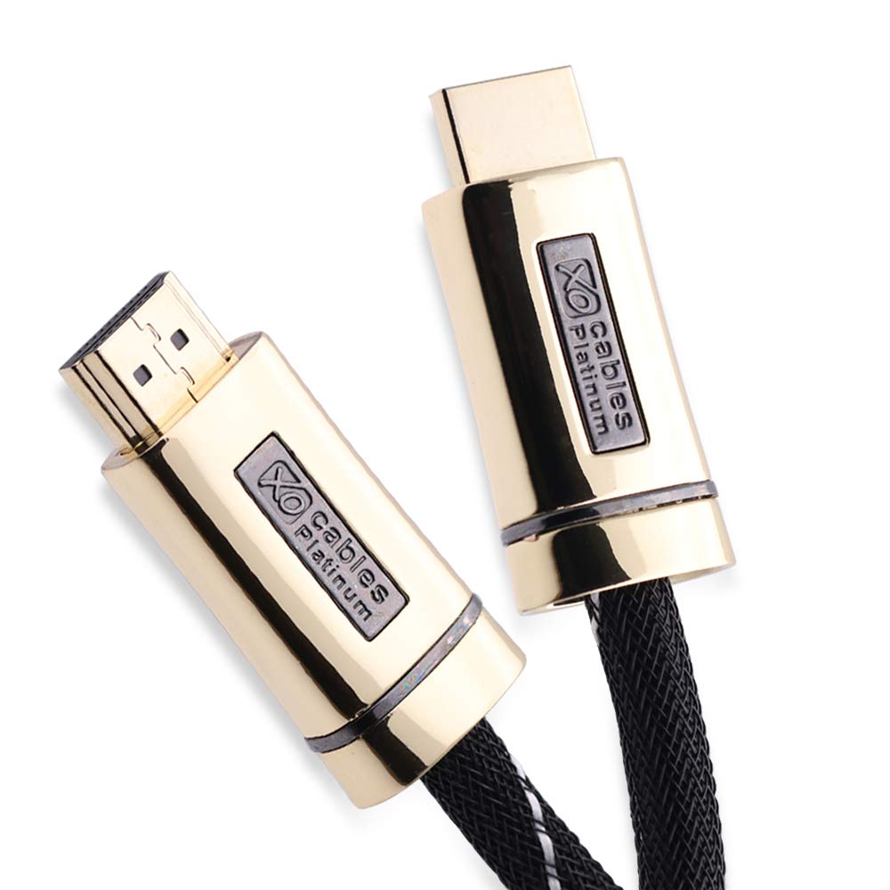 XO Platinum 4m - HDMI Cable 2.0 18Gbps 4 K Ultra HD High Speed HDMI Cable Compatible with Apple Fire TV, TV, Xbox, PlayStation, Arc, 4K UHD 2160P HD Video 1080P, 3D, Ethernet, PS3, PS4, PC -Gold