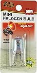 Zilla Reptile Terrarium Heat Lamps Mini Halogen Bulb, Night Red, 50W