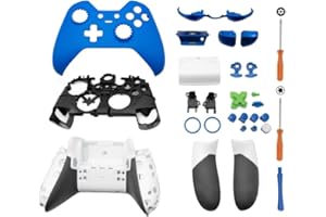 Hzxkqmil Housing Shell Kit for Xbox Elite 1st Controller, Replacement Full Case Cover Faceplate Middle Frame Side Rails ABXY LT RT Buttons LB RB Bumper Accessories (Blue)