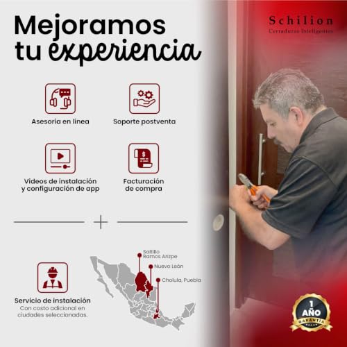 Schilion Cerradura Inteligente WiFi + Bluetooth para Puerta Principal Exterior Chapa Electrónica Apertura con Huella, Código, Tarjeta, App Móvil, Control Remoto - Espesor Recomendado de 3.5 a 12 cm