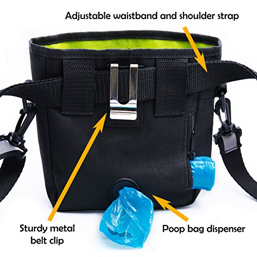 Dog Treat Bag Training Pouch for Small and Large Dogs with Clicker and Collapsible Food Bowl