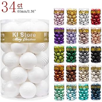 KI Store 34ct Christmas Ball Ornaments Shatterproof Christmas Decorations Tree Balls for Holiday Wedding Party Decoration, Tree Ornaments Hooks Included 2.36