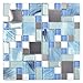 Sea Blue Green Glass Stainless Steel Tile White Kitchen Bath Backsplash Artistic Mosaic TSTMGB028 (1 Sample 6x6 Inches)