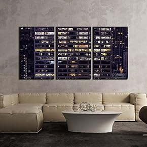 Office Building at Night x3 Panels