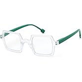 FEISEDY Fashion Blue Light Reading Glasses for Women Square Retro Anti- Glare Digital Eyestrain Readers B0261