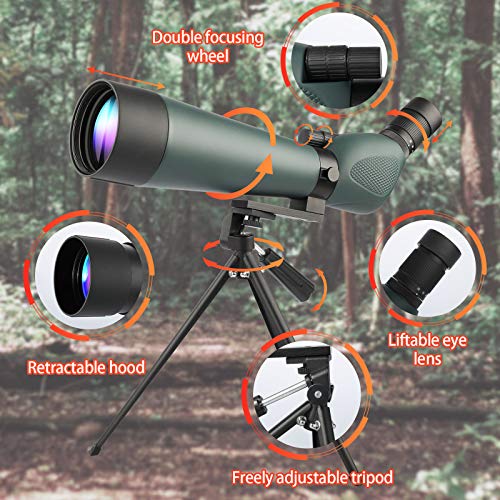 HD Spotting Scope with Tripod 2060x80mm Hollee IP67 Waterproof Angled