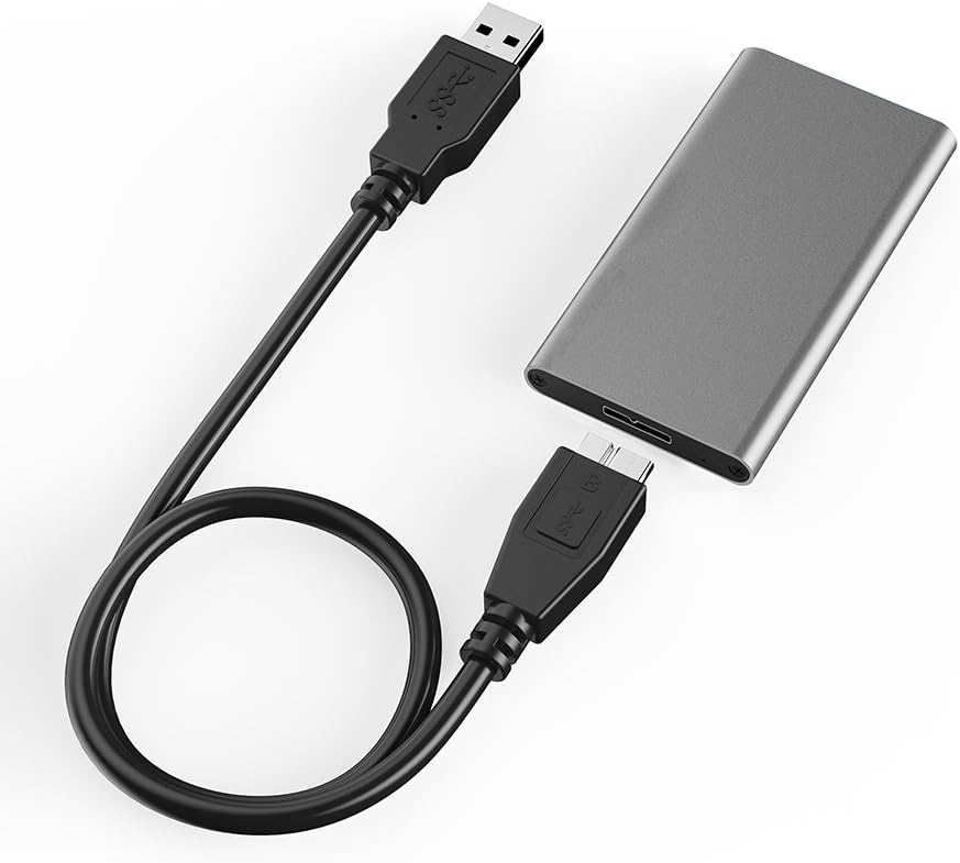 mSATA to USB 3.0 5GBPS SSD Aluminum Housing External Enclosure Adapter Case with USB Mirco-B Interface for mSATA Internal Solid State Drive Hard Drive (mSATA to USB3.0(Grey))
