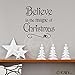 Believe in The Magic of Christmas Vinyl Lettering Wall Decal Sticker (Black, 10.2