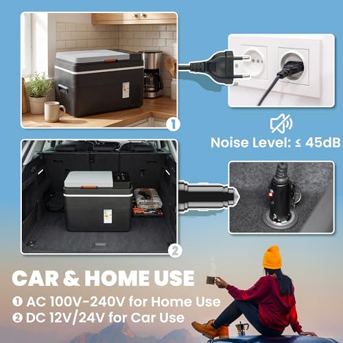 Outsunny 12 Volt Car Refrigerator, 32QT Car Fridge with App Control, 12/24V DC and 100-240V AC, -4℉-68℉, Portable Electric Freezer Compressor Cooler for Truck SUV Travel Camping