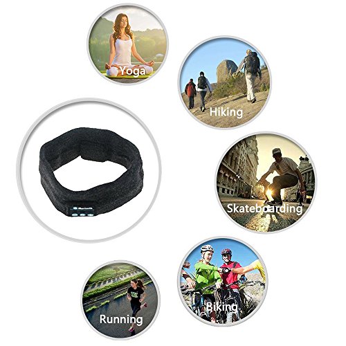 Ranger5 Wireless Bluetooth Music Sport Headband, Stereo Sleep Headphones Headset with Built-in Bluetooth for Running,Yoga, Hiking and other Inside Outside Sports (Black)