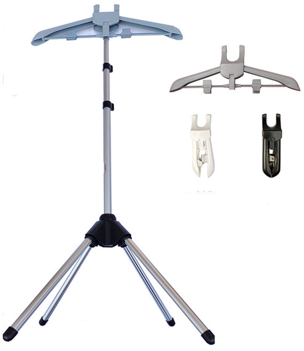 Garment Hanger/Drying Rack/Handheld Clothes Steamer Holder/Fabric Steamer Ironing Steamer Bracket/Pants Hanger/Telescopic Folding Hanger/Garment Steamer Accessories (black)