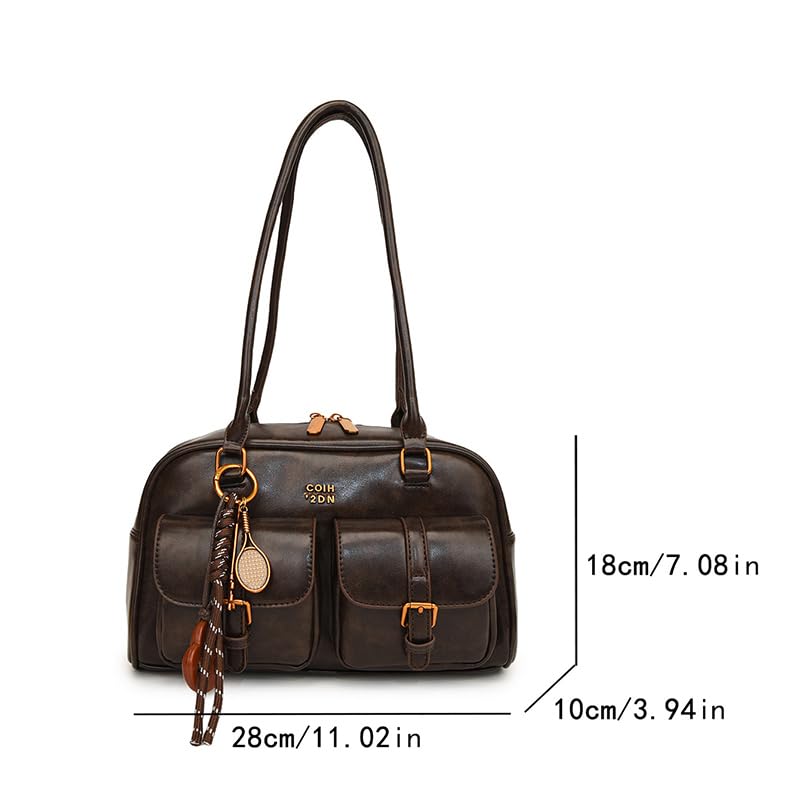 GSenhui Boston Women's Vintage Shoulder Bag, Small Handbag with Multiple Pockets, Double Bag, Shoulder Bag, Bow Tote Bag, Handbags for Travel, Work