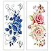 Flowers Printing Temporary Tattoos Stickers, Butterfly Rose Lotus Blossoms Stickers for Girl and Women