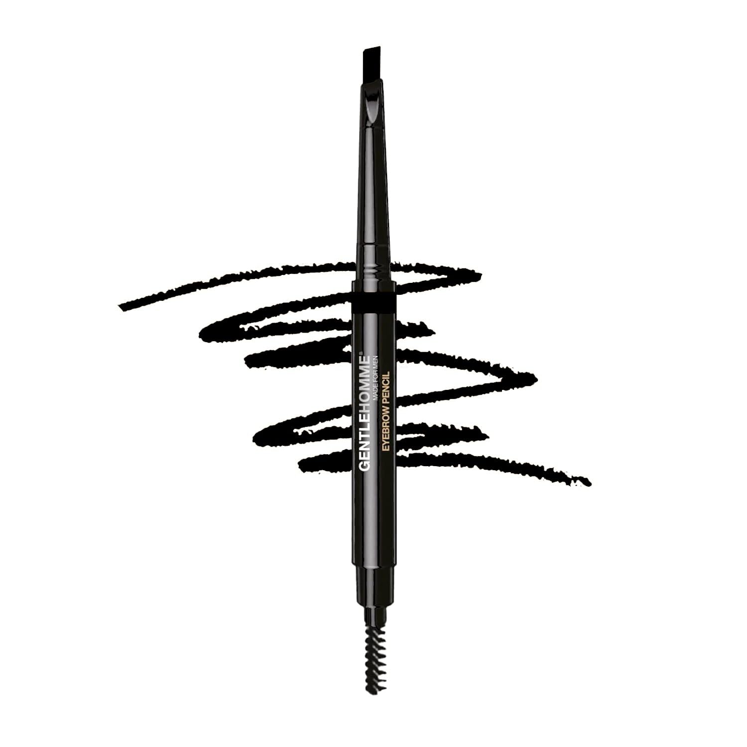 Gentlehomme Mens Eyebrow Pencil Black, Easily Shape Define Fill Eyebrows or Facial Hair, 2 in 1 brush and ultra-thin pencil, Waterproof Smudge Proof Sweatproof, Durable and Long Lasting (Black)