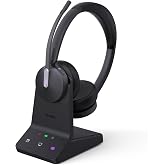 Yealink WH64 Dual DECT Bluetooth Wireless Headset for Phone PC Mobile Teams | Stereo Work Headphones, 606 ft Range, 3X Noise Canceling Mic, 32H Battery, Ringer Call Control Base for Office Call Center