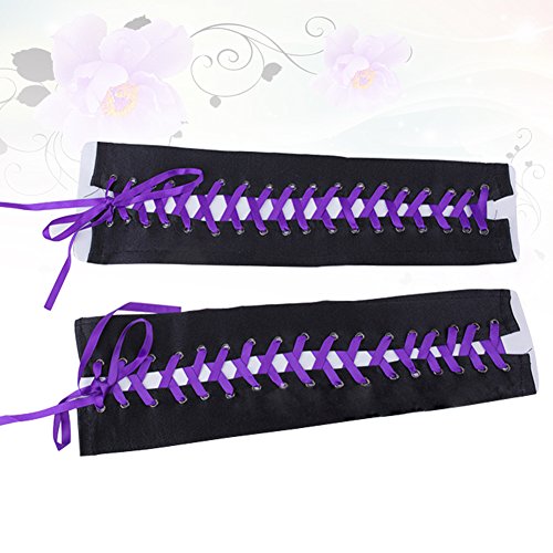 Lace Up Satin Gloves,Womens Full Length Fingerless Lace Up Arm Warmer Satin Gloves,For Weddings, Engagements, Parties, Holidays (Purple)
