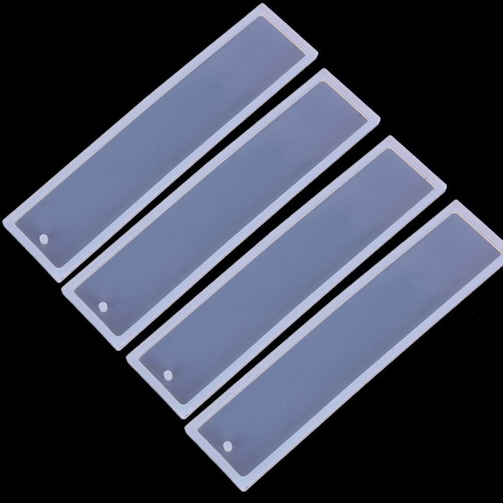 Eshylala 4 Pcs 5.5Inch Bookmark Mold Rectangle Silicone DIY Making Epoxy Resin Jewelry DIY Craft Mould