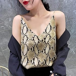 51NAsg0AW4L. SS300 RVXZV SilCsQB Moda Leopard Seda Tops Mujer Satén Tank Top Mujer Top Tallas Grandes Mujer Cuello en V Serpiente Imprimir… 51NAsg0AW4L. SS300