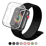 YIUES Compatible  with Apple Watch Band 38mm 42mm, Soft Breathable Lightweight Nylon Sport Loop Replacement iWatch Band Compatible  with Apple Watch Series 3/2/1