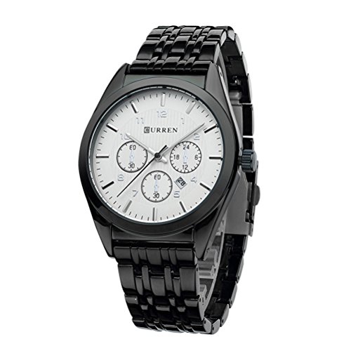 CURREN Marca 3ATM Relojes Deportivos a Prueba de Agua Hombres Calendario de Acero Completo analógico Reloj de Cuarzo Vestido Casual Reloj de Pulsera
